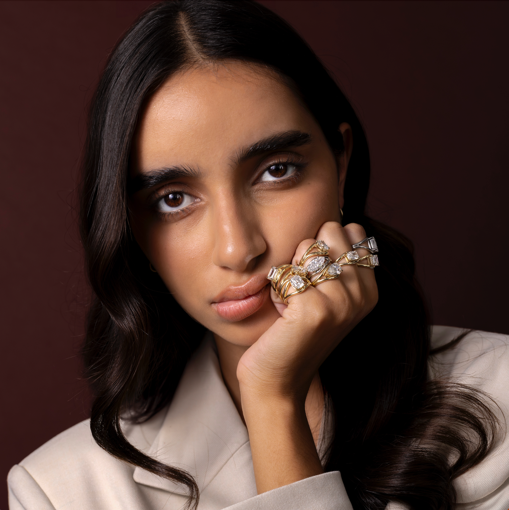 Marquise Cut Cluster Styled Lab Grown Diamond Engagement Ring