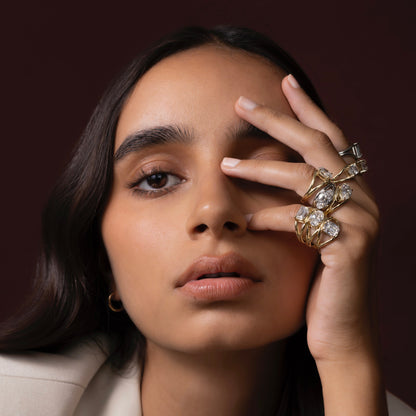 Marquise Cut Cluster Styled Lab Grown Diamond Engagement Ring