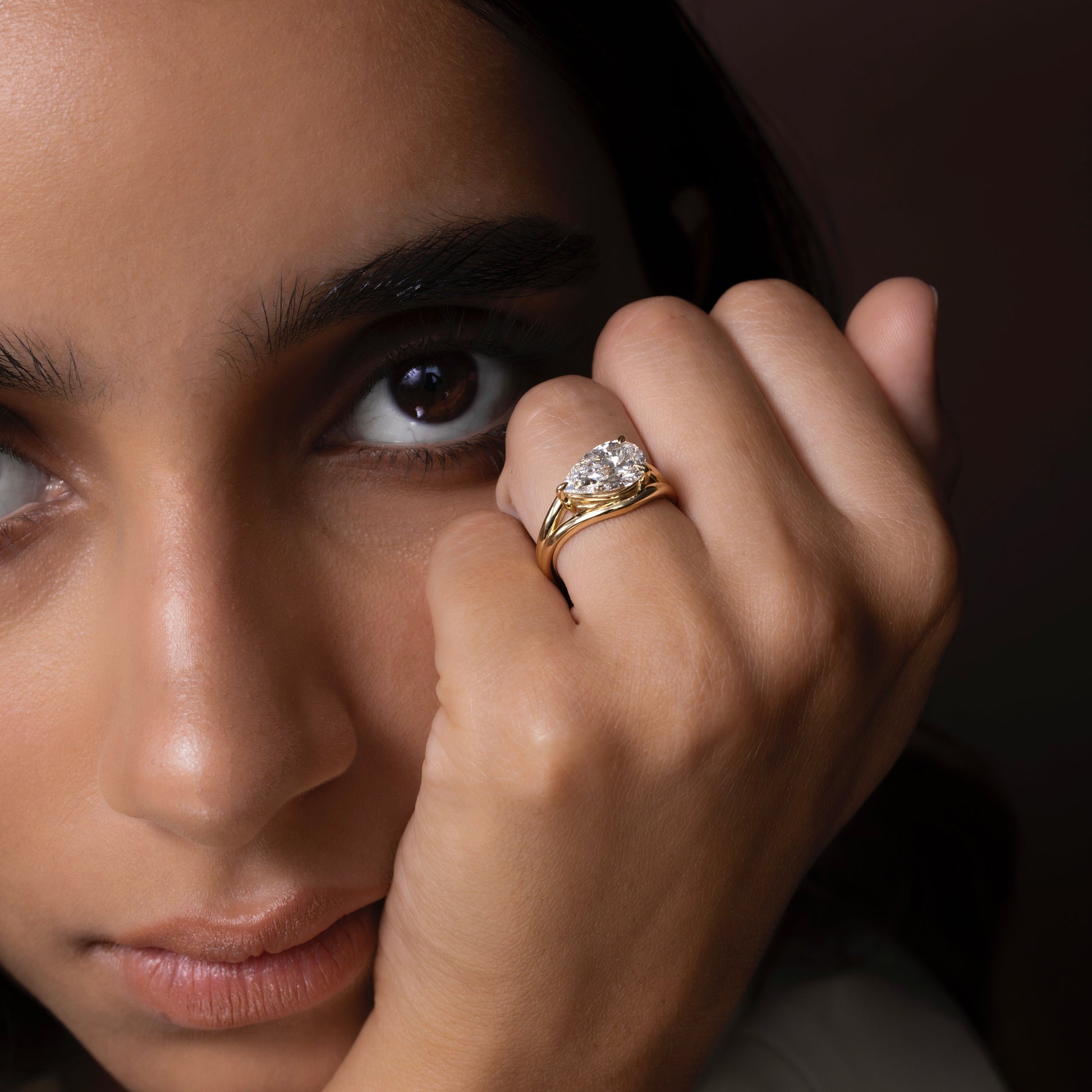 Marquise Cut Cluster Styled Lab Grown Diamond Engagement Ring