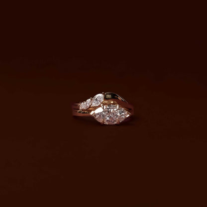 Marquise Cut Cluster Styled Lab Grown Diamond Engagement Ring