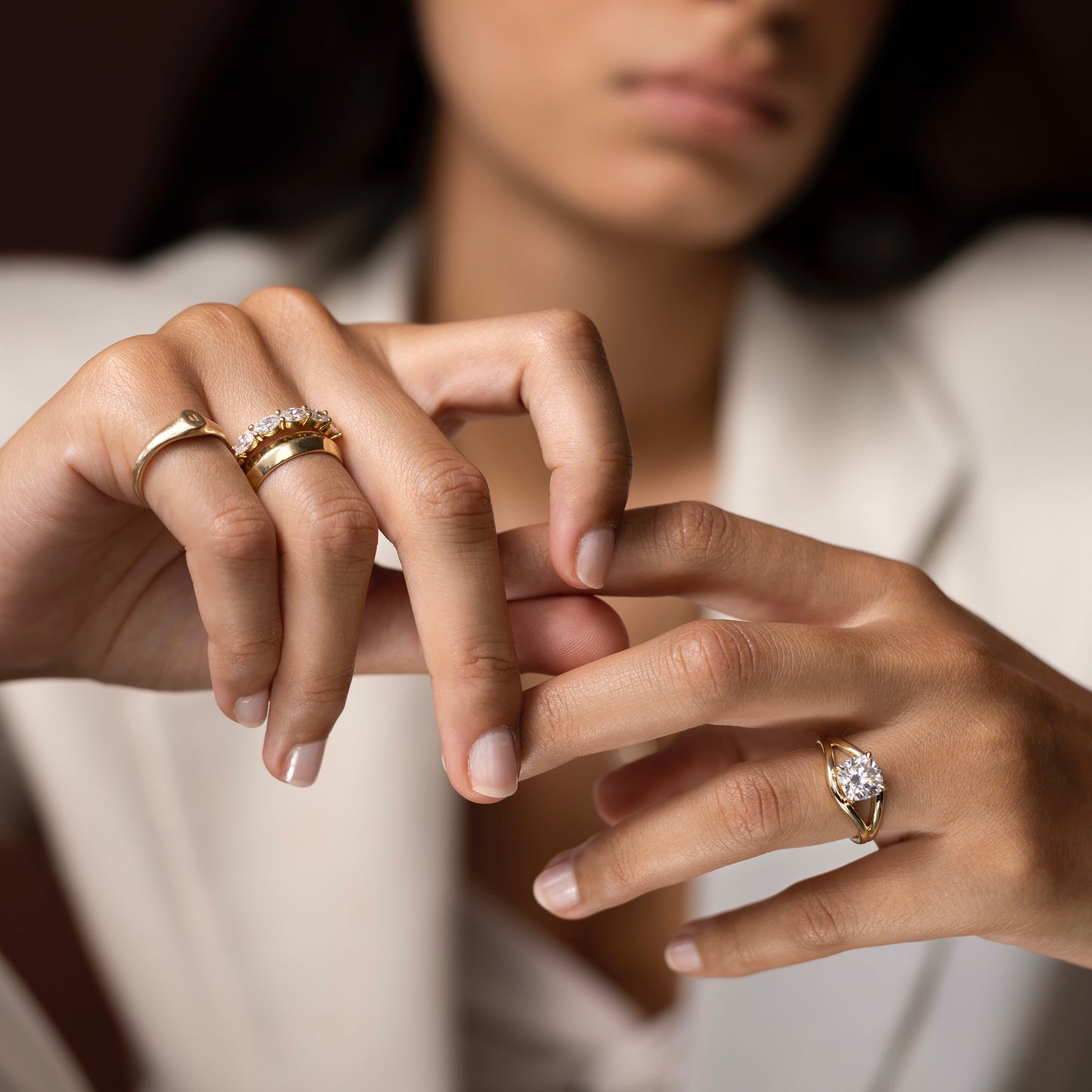 Marquise Cut Cluster Styled Lab Grown Diamond Engagement Ring
