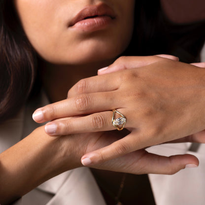 Marquise Cut Cluster Styled Lab Grown Diamond Engagement Ring