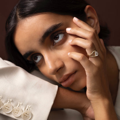 Marquise Cut Cluster Styled Lab Grown Diamond Engagement Ring