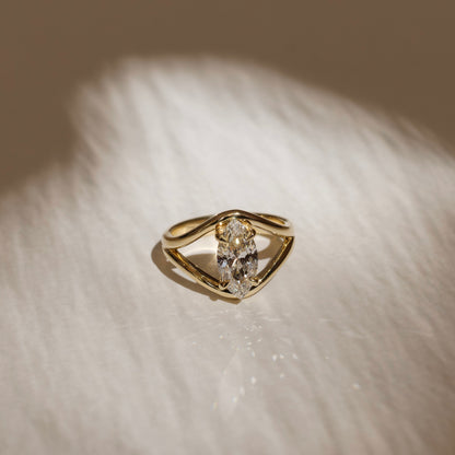 Marquise Cut Cluster Styled Lab Grown Diamond Engagement Ring