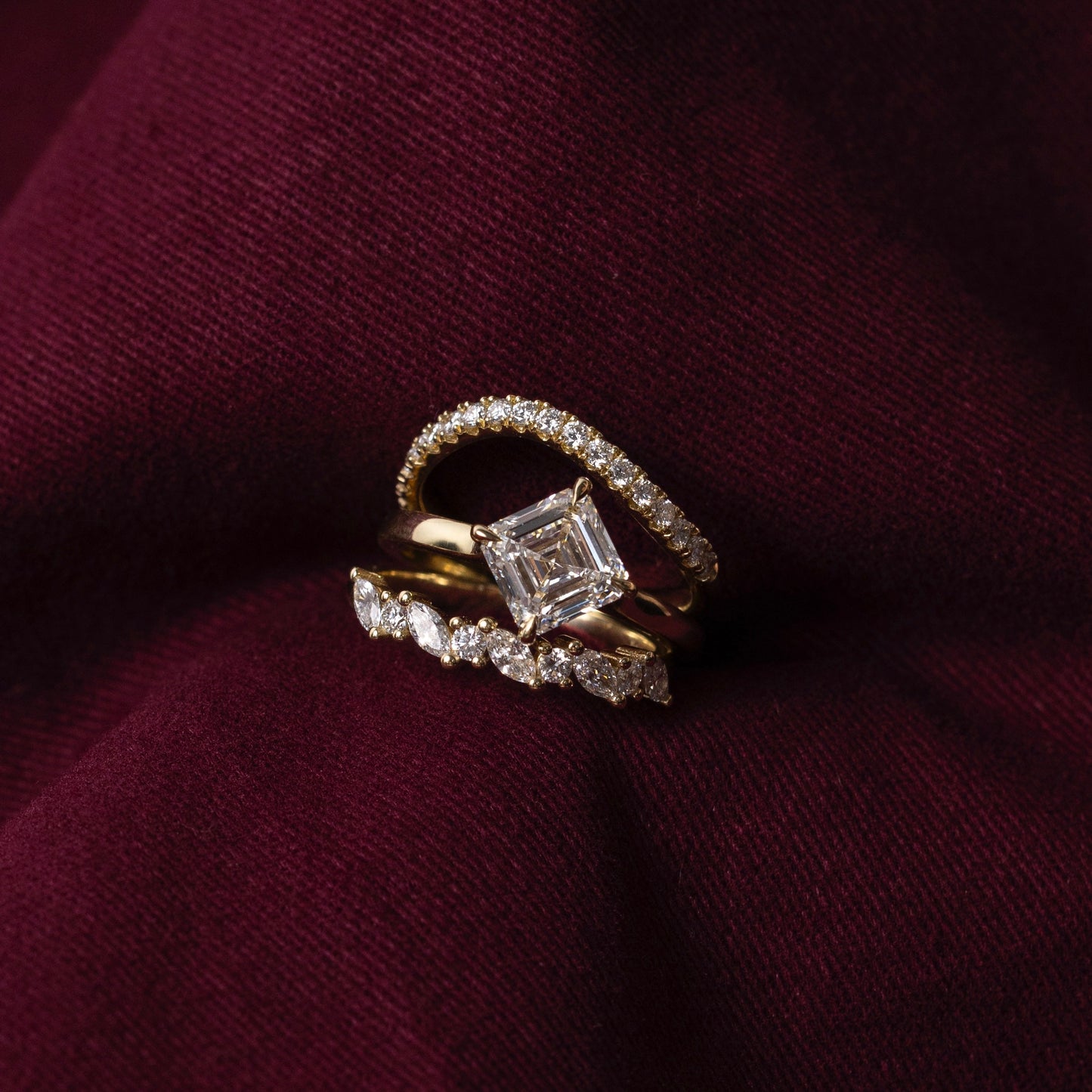 Marquise Cut Cluster Styled Lab Grown Diamond Engagement Ring