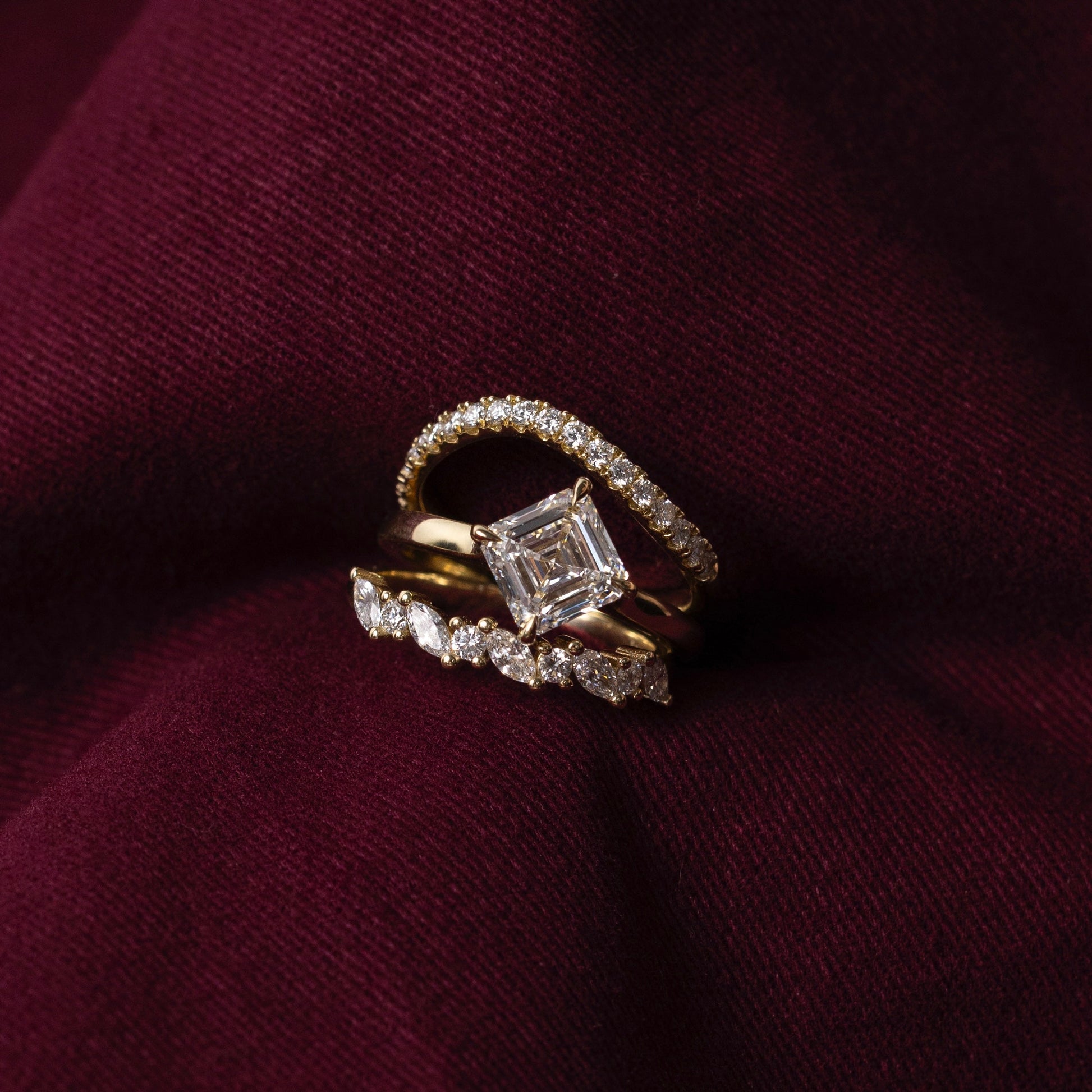 Marquise Cut Cluster Styled Lab Grown Diamond Engagement Ring