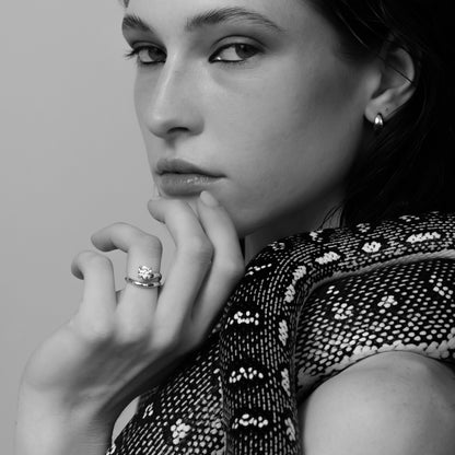 Marquise Cut Cluster Styled Lab Grown Diamond Engagement Ring