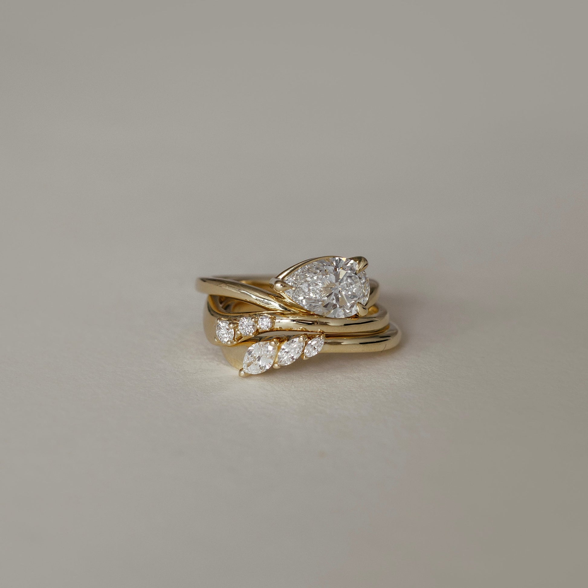 Stunning 0.10 CT Marquise Moissanite Stones Two Stone Wedding Bands