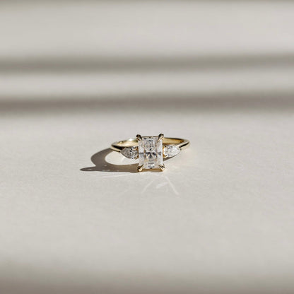Stunning 1.0-2.0 CT Radiant Moissanite Engagement Ring with Three Stone Design