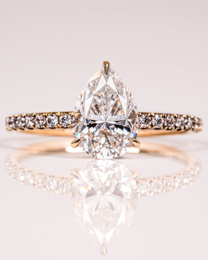 1.93 CT Pear Hidden Halo Pave Moissanite Engagement Ring