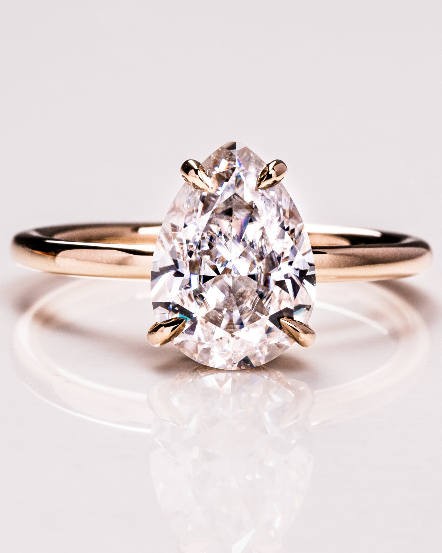 3.09 CT Pear Cut Moissanite Engagement Ring With Hidden Halo Setting