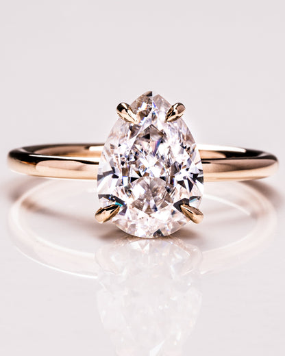 3.09 CT Pear Cut Moissanite Engagement Ring With Hidden Halo Setting
