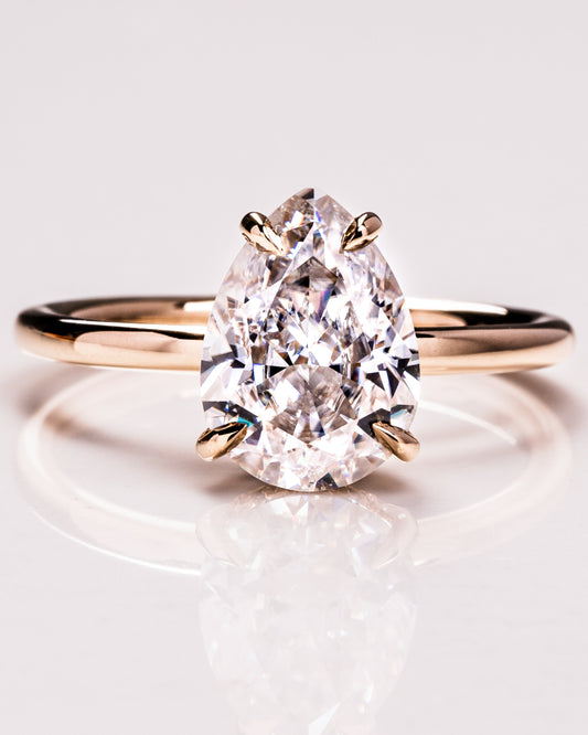 3.09 CT Pear Cut Moissanite Engagement Ring With Hidden Halo Setting
