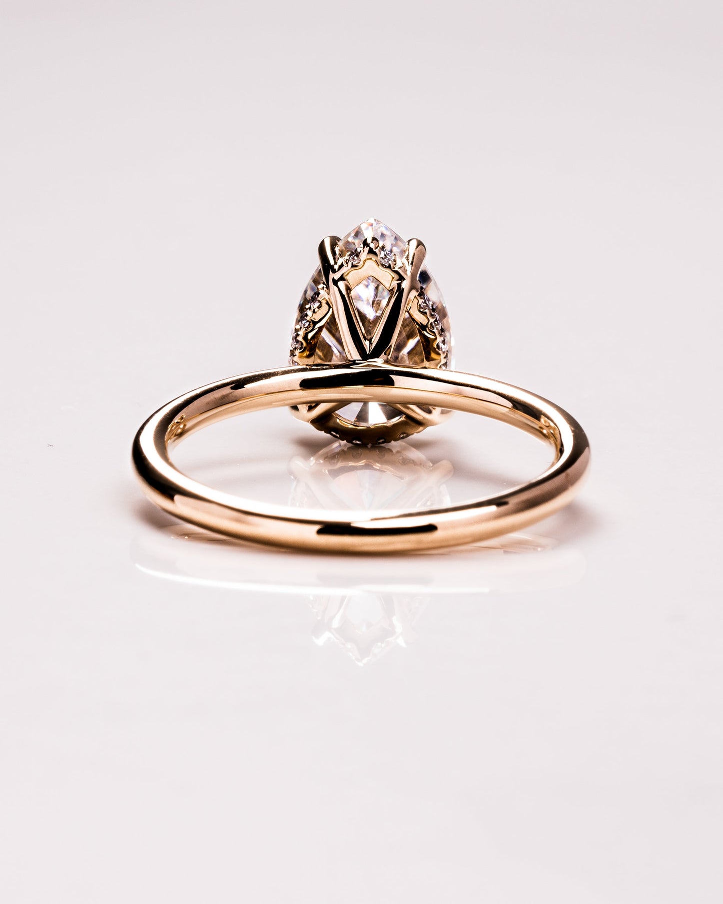 3.09 CT Pear Cut Moissanite Engagement Ring With Hidden Halo Setting