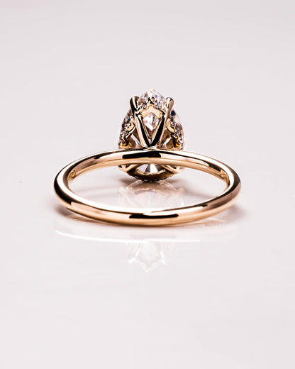 3.09 CT Pear Cut Moissanite Engagement Ring With Hidden Halo Setting