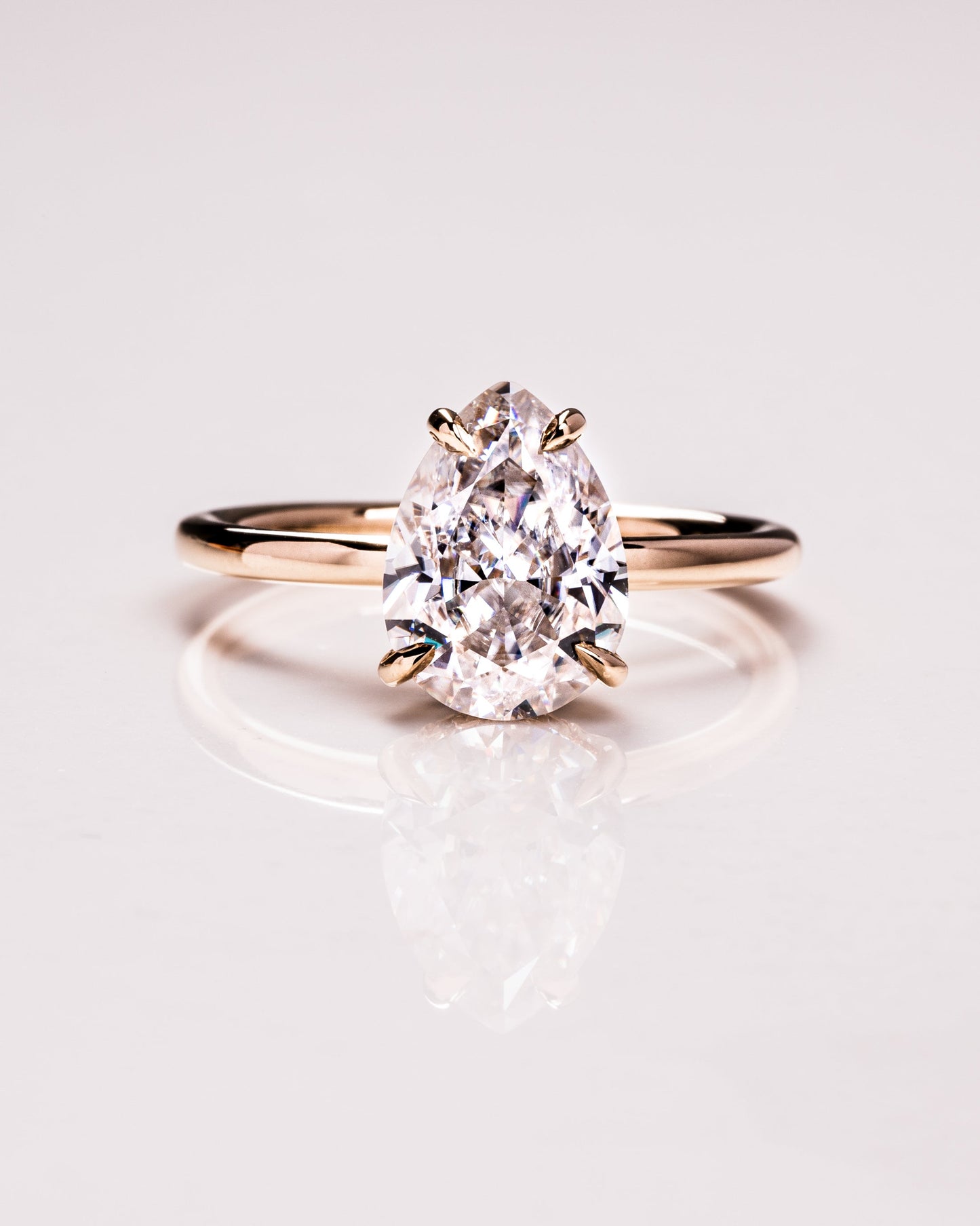 3.09 CT Pear Cut Moissanite Engagement Ring With Hidden Halo Setting
