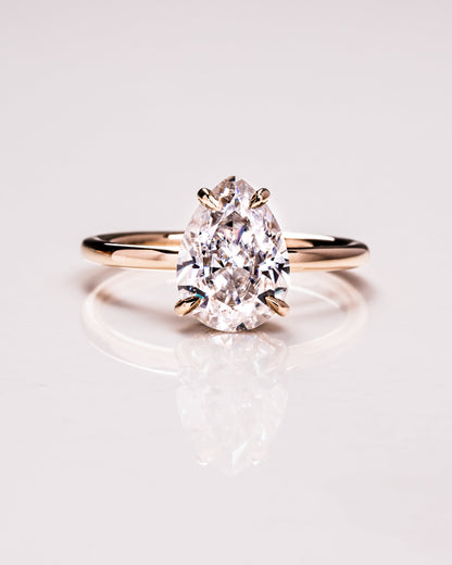 3.09 CT Pear Cut Moissanite Engagement Ring With Hidden Halo Setting