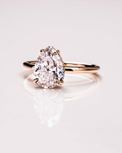 3.09 CT Pear Cut Moissanite Engagement Ring With Hidden Halo Setting