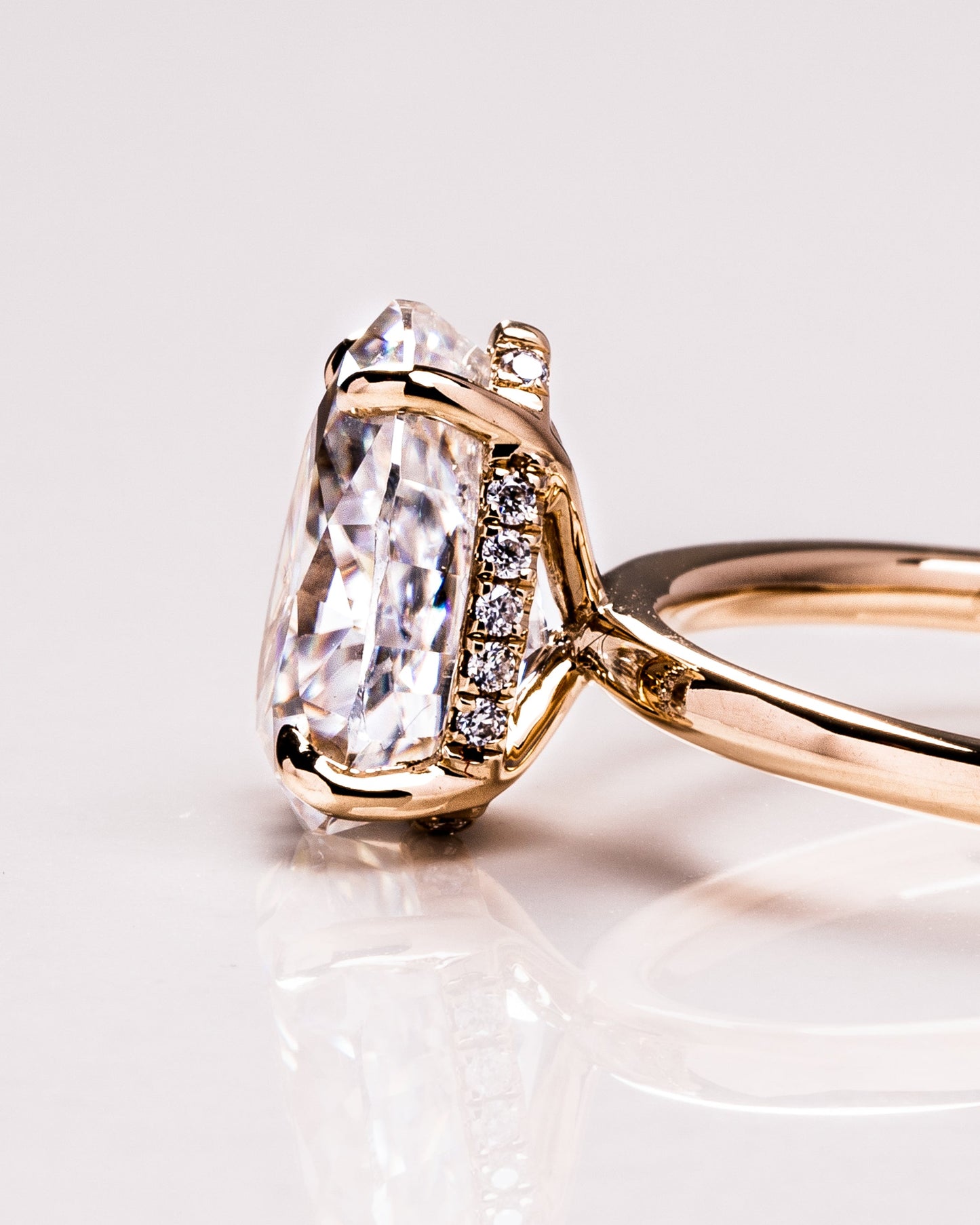 3.09 CT Pear Cut Moissanite Engagement Ring With Hidden Halo Setting