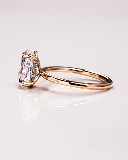 3.09 CT Pear Cut Moissanite Engagement Ring With Hidden Halo Setting