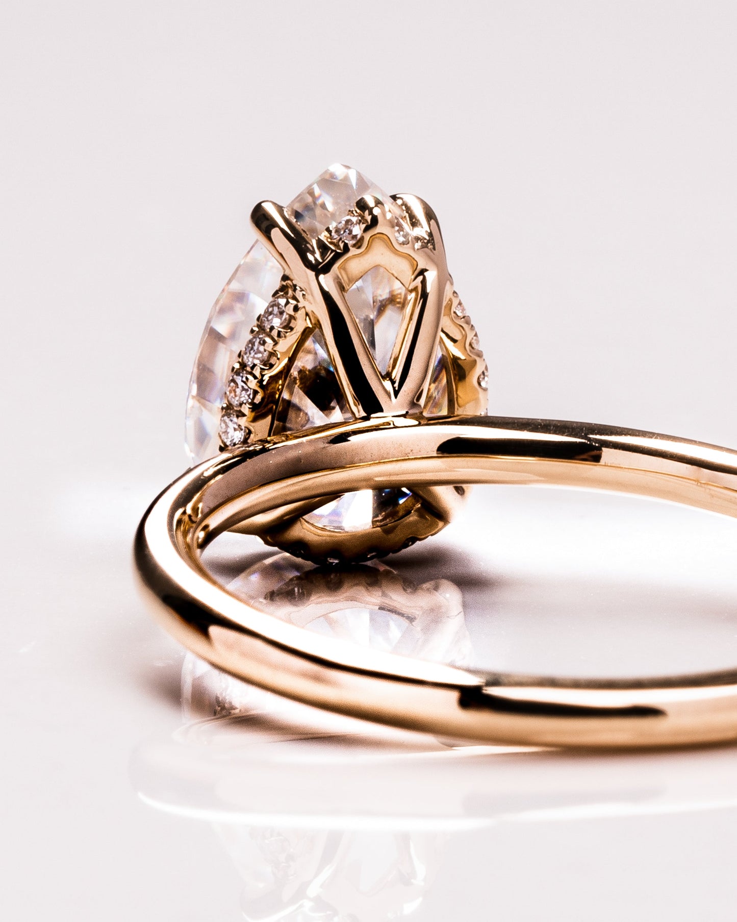 3.09 CT Pear Cut Moissanite Engagement Ring With Hidden Halo Setting