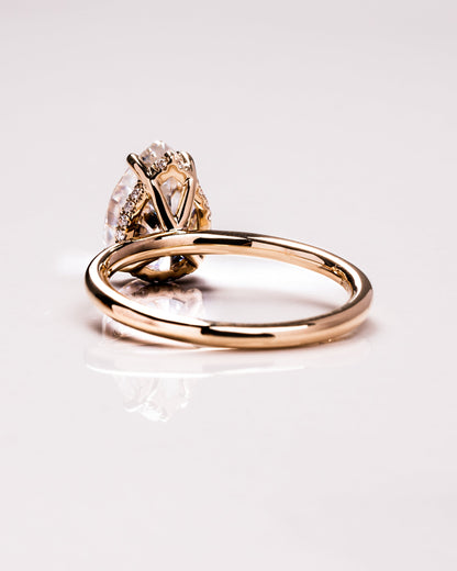 3.09 CT Pear Cut Moissanite Engagement Ring With Hidden Halo Setting