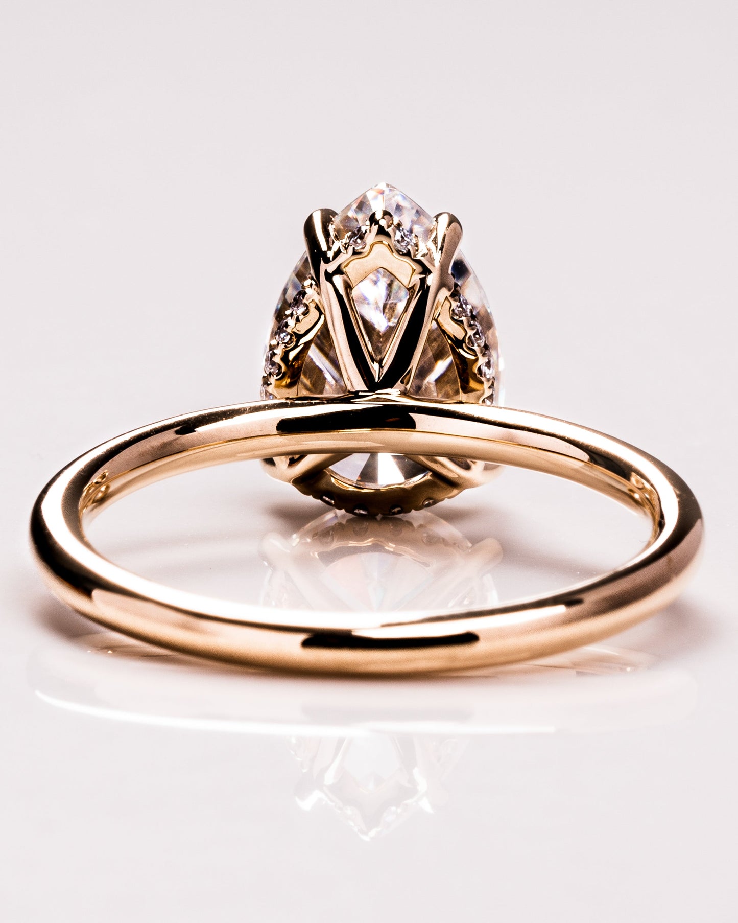3.09 CT Pear Cut Moissanite Engagement Ring With Hidden Halo Setting