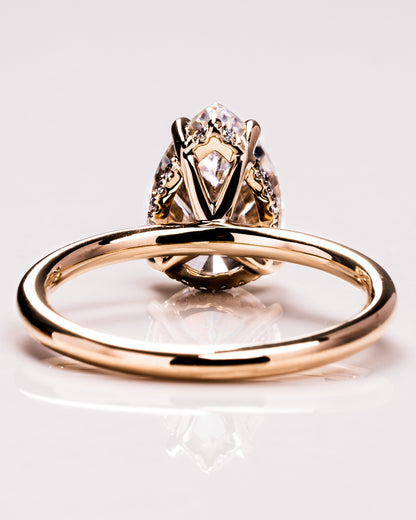 3.09 CT Pear Cut Moissanite Engagement Ring With Hidden Halo Setting