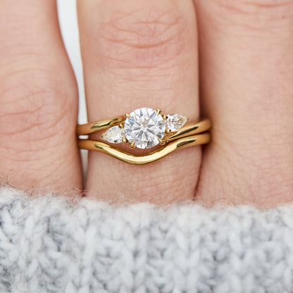 Marquise Shaped Three Stone Lab Grown Diamond Engagement Ring