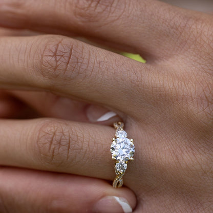 Marquise Shaped Three Stone Lab Grown Diamond Engagement Ring