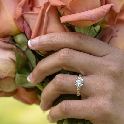 Marquise Shaped Three Stone Lab Grown Diamond Engagement Ring
