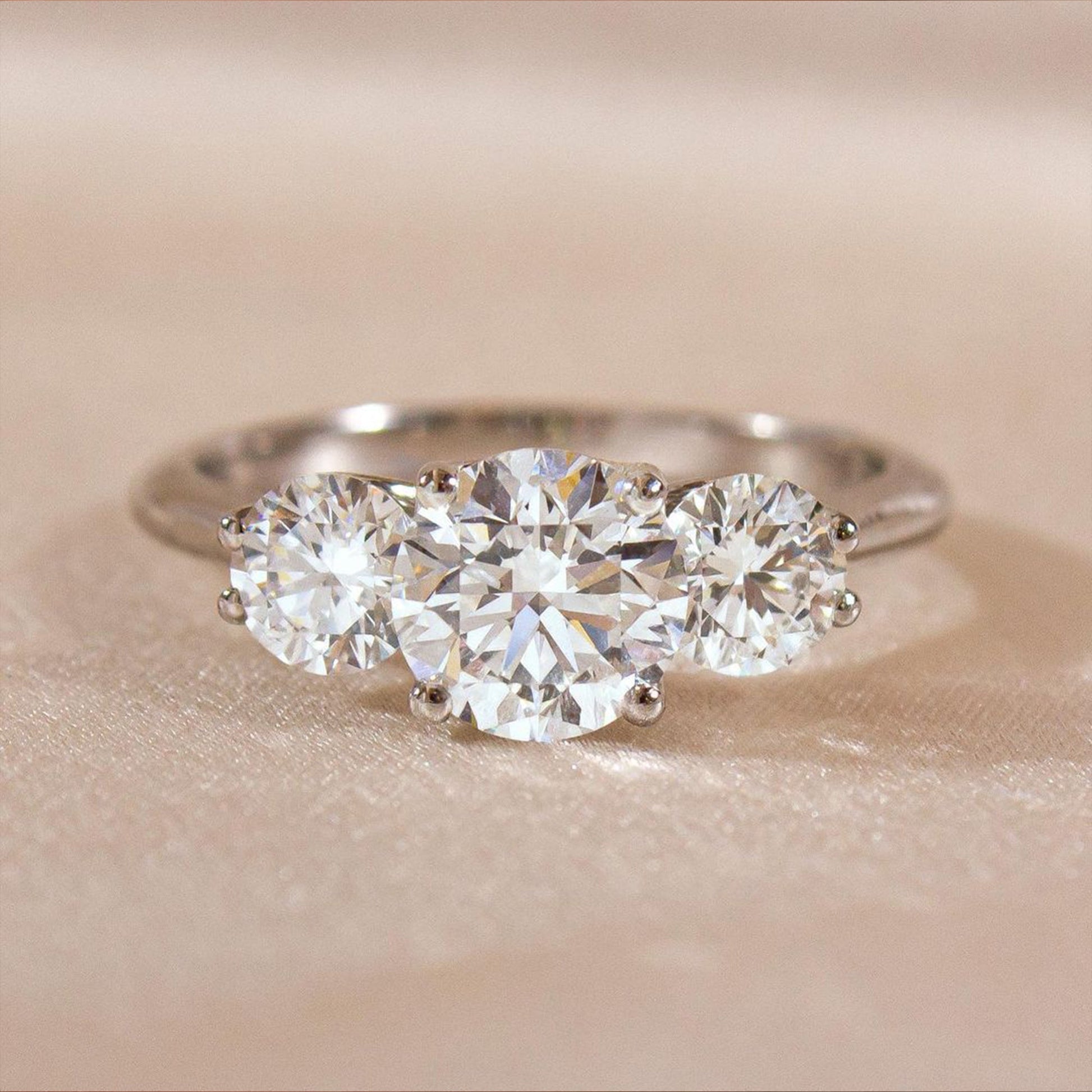 Marquise Shaped Three Stone Lab Grown Diamond Engagement Ring