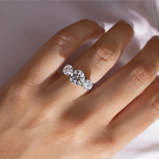 Marquise Shaped Three Stone Lab Grown Diamond Engagement Ring