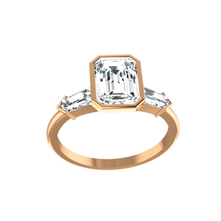 Marquise Shaped Three Stone Lab Grown Diamond Engagement Ring