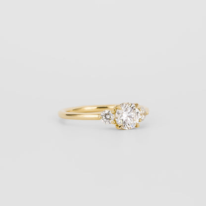 0.72 CT Round Shaped Three Stone Moissanite Engagement Ring
