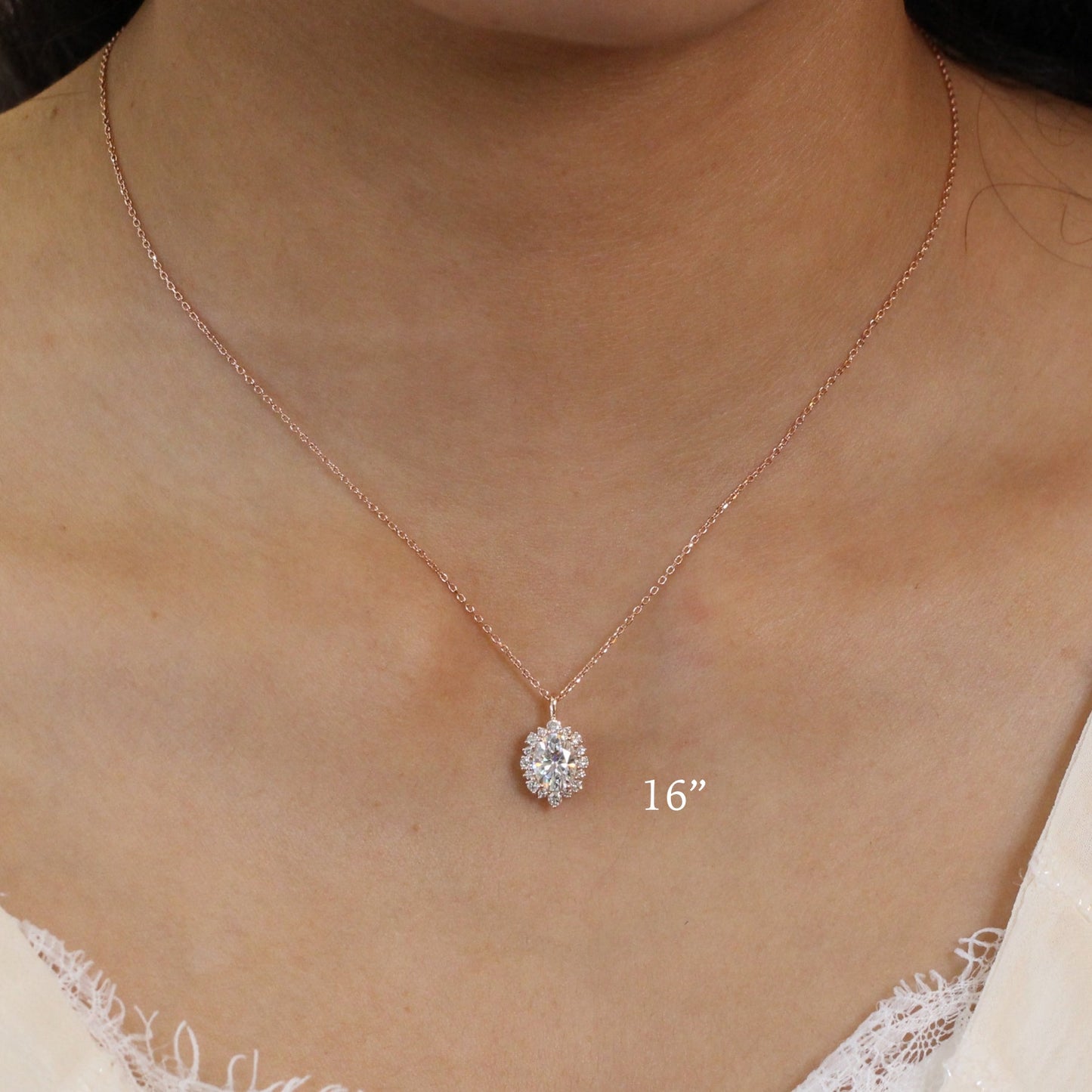 1.78 TCW Oval Moissanite Diamond Necklace in Solid Gold