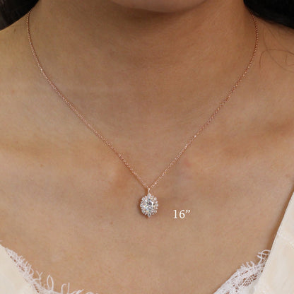 1.78 TCW Oval Moissanite Diamond Necklace in Solid Gold