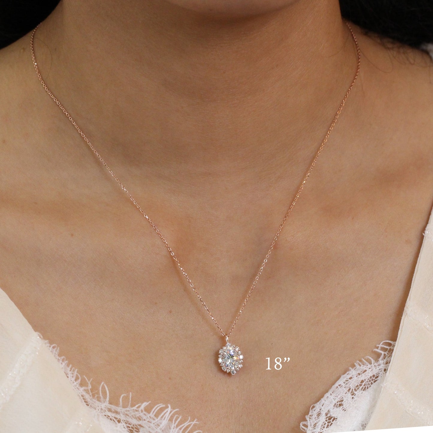 1.78 TCW Oval Moissanite Diamond Necklace in Solid Gold