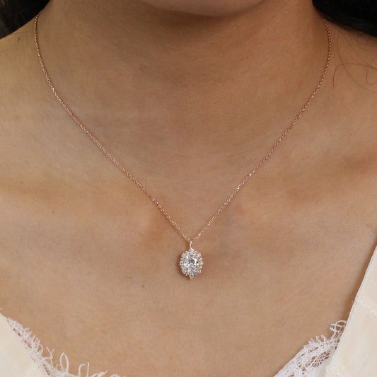 1.78 TCW Oval Moissanite Diamond Necklace in Solid Gold