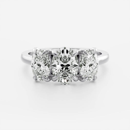 Stunning 1.0-2.0 CT Oval Moissanite Engagement Ring with Three Stone Design