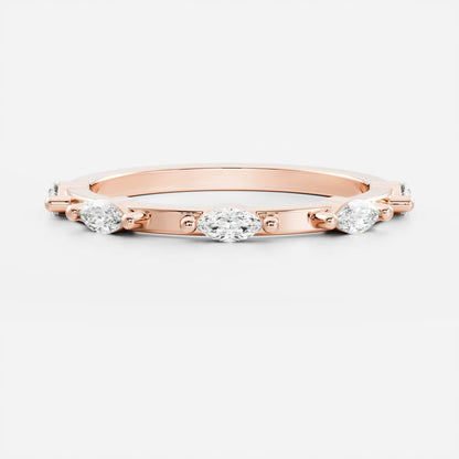 Stunning 0.10 TCW Marquise Moissanite Stones Dainty Wedding Bands