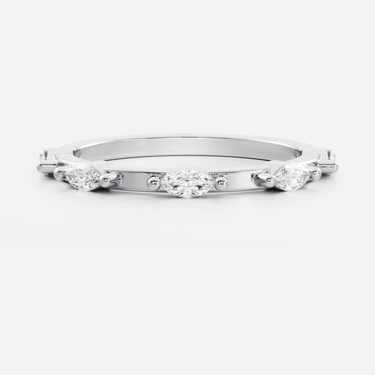 Stunning 0.10 TCW Marquise Moissanite Stones Dainty Wedding Bands