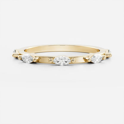 Stunning 0.10 TCW Marquise Moissanite Stones Dainty Wedding Bands