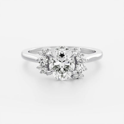 Stunning 1.5-2.5 CT Oval Moissanite Engagement Ring with Cluster Design