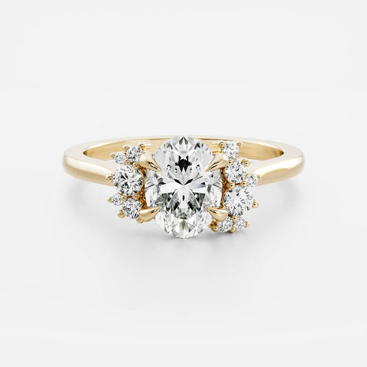 Marquise Cut Cluster Styled Lab Grown Diamond Engagement Ring