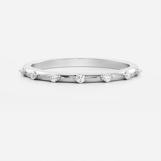 Stunning 0.10 TCW Round Moissanite Stones Dainty Wedding Band