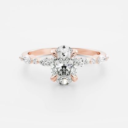 Marquise Cut Cluster Styled Lab Grown Diamond Engagement Ring