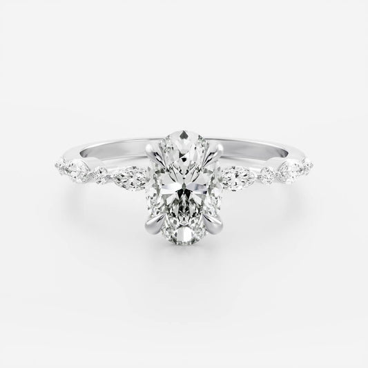 Stunning 1.5-2.5 CT Oval Moissanite Engagement Ring with Pave Design