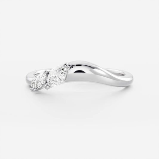 Stunning 0.10 CT Marquise Moissanite Stones Two Stone Wedding Bands