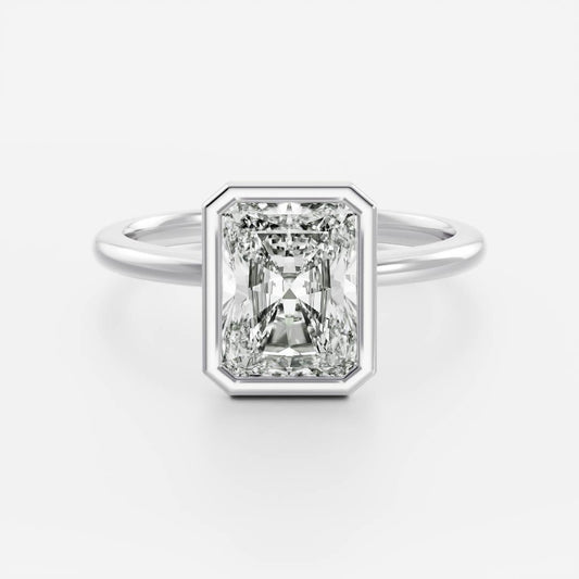 Stunning 1.0-2.0 CT Radiant Moissanite Engagement Ring with Bezel Design